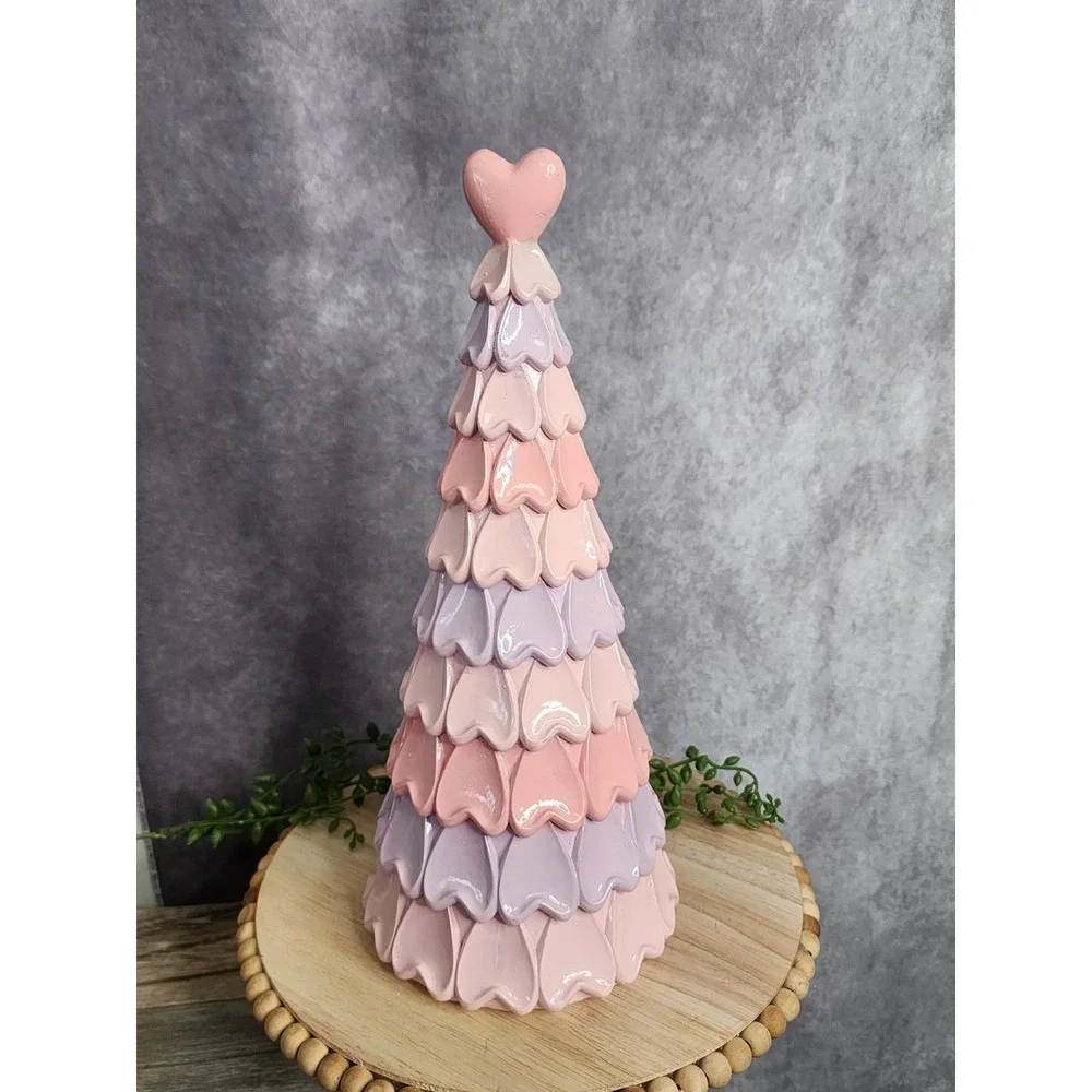 Valentines Day Pink Purple Hearts Decorative Tree‎ Resin 12